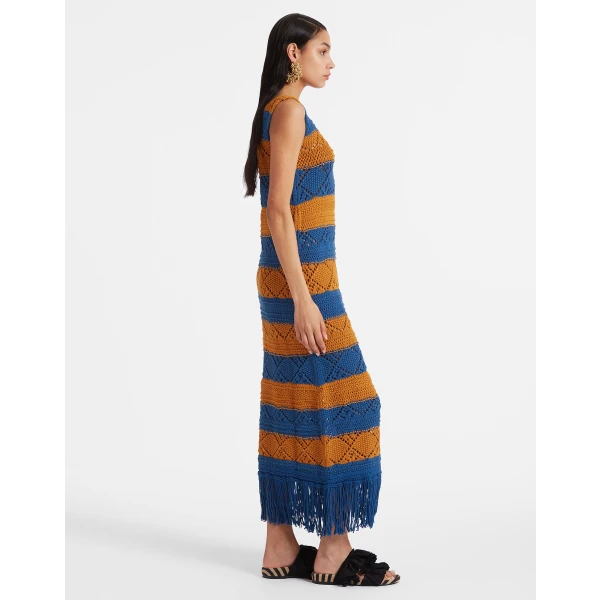 The Yarn Dress Solid Blue Petrol in Cable Chain - Image 4