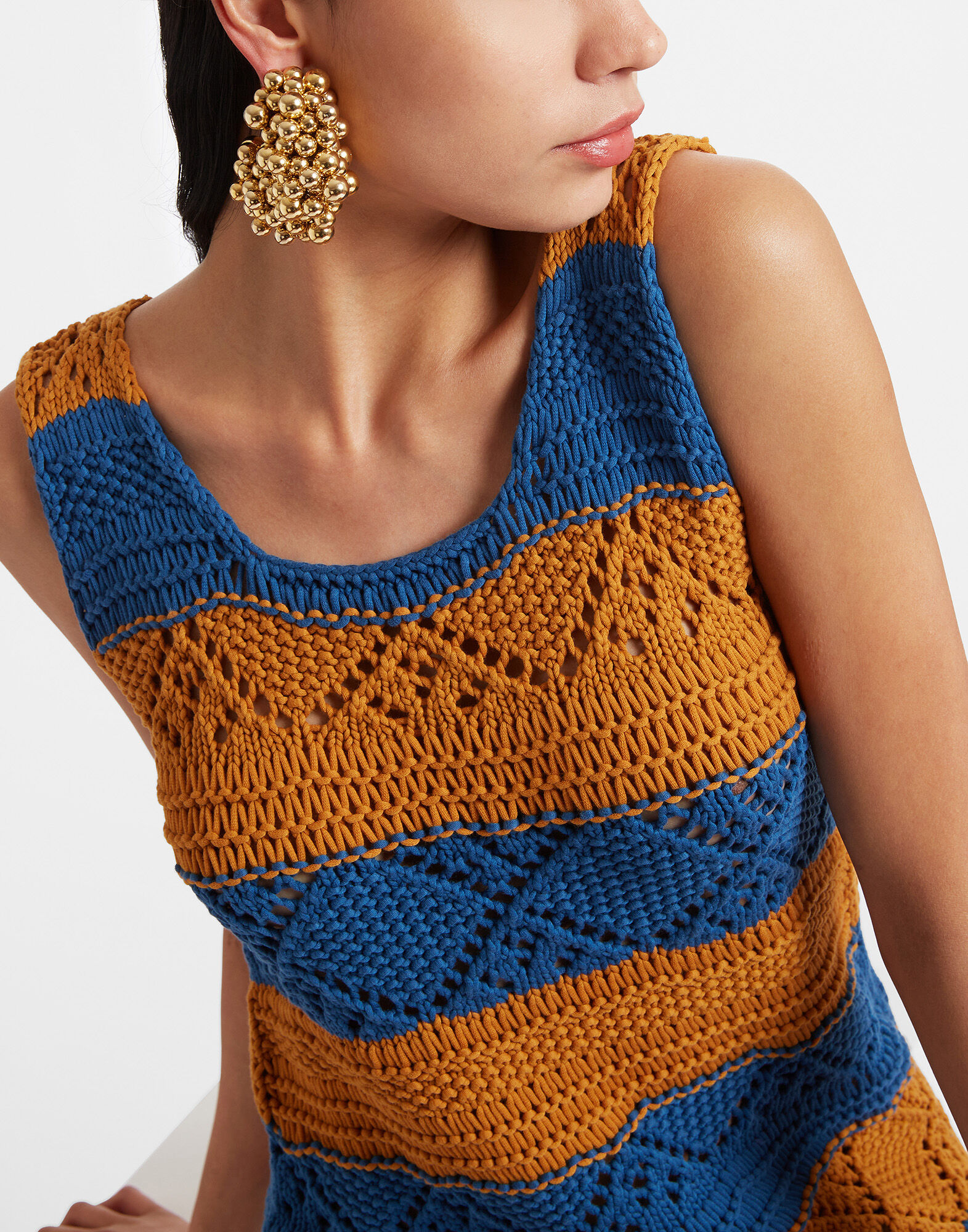 La DoubleJ The Yarn Dress Solid Blue Petrol in Cable Chain