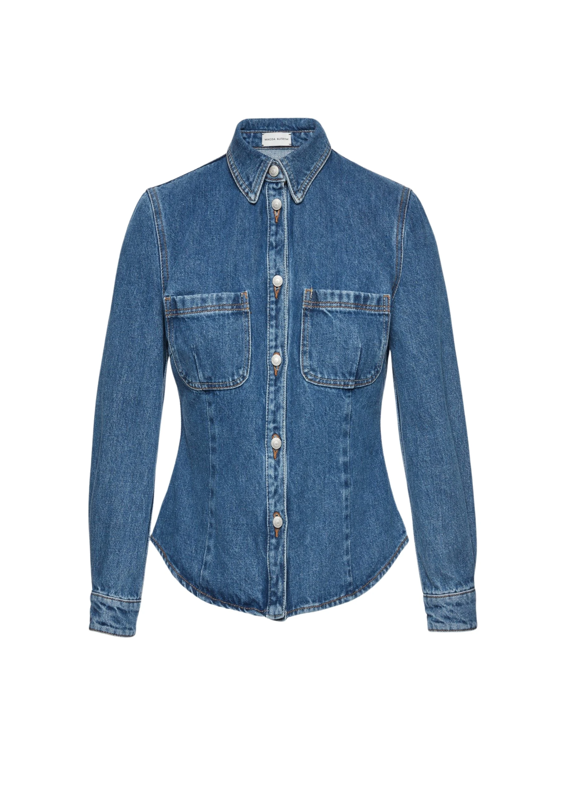 Magda-Butrym-70s-denim-button-down-shirt-in-blue-scaled65306_nobg 70's denim button down shirt in blue - Image 1