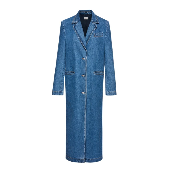 Button down denim coat in blue