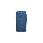 Classic slit denim midi skirt in blue