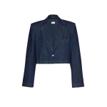 Cropped denim blazer in navy