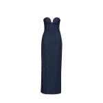 Denim bustier midi dress in navy