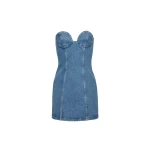 Denim bustier mini dress in blue