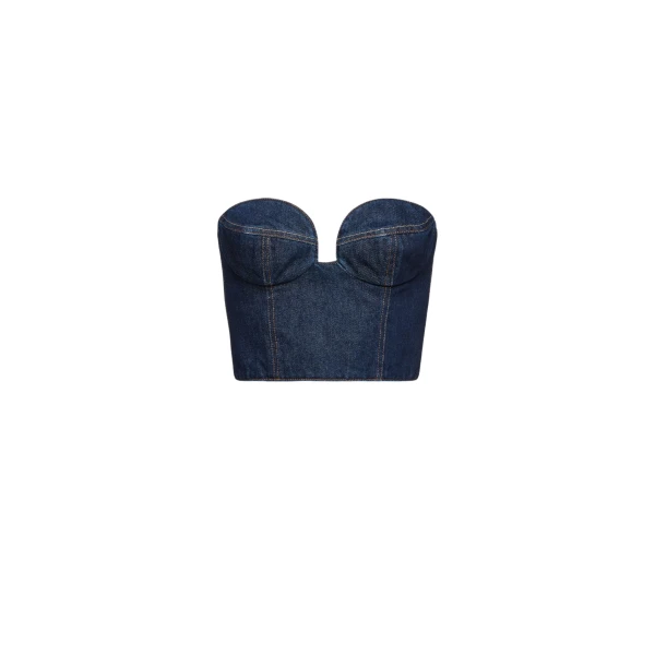 Denim corset top in indigo