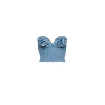 Flower bustier denim corset top in light blue