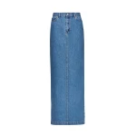 Split back denim maxi skirt in blue