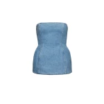 Strapless hourglass denim corset in light blue