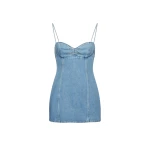 Sweetheart denim mini dress in light blue