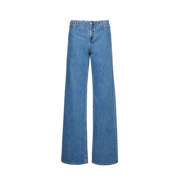Ultra low waist wide leg denim in blue