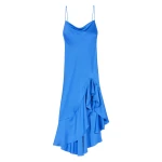 Asymmetric Satin-Effect Maxi Dress