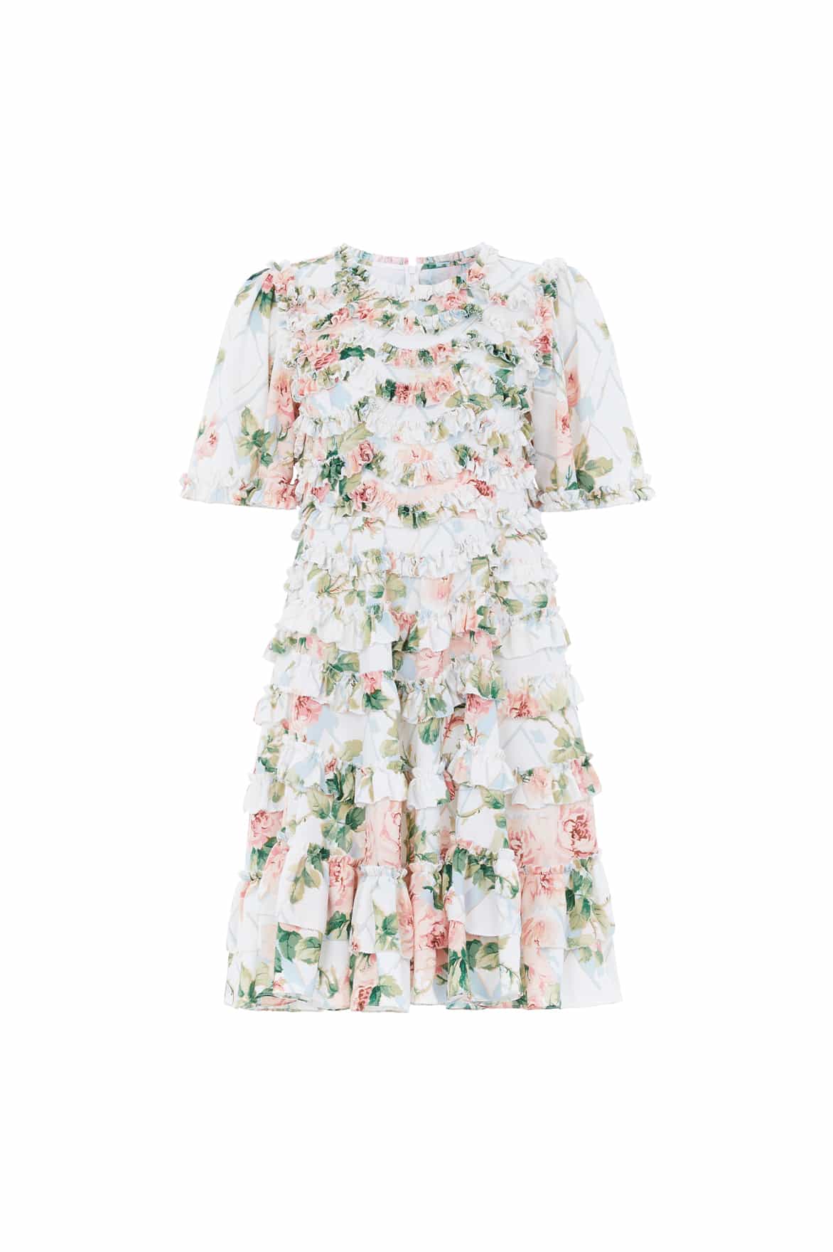 Needle and Thread Harlequin Rose Crepe Mini Dress