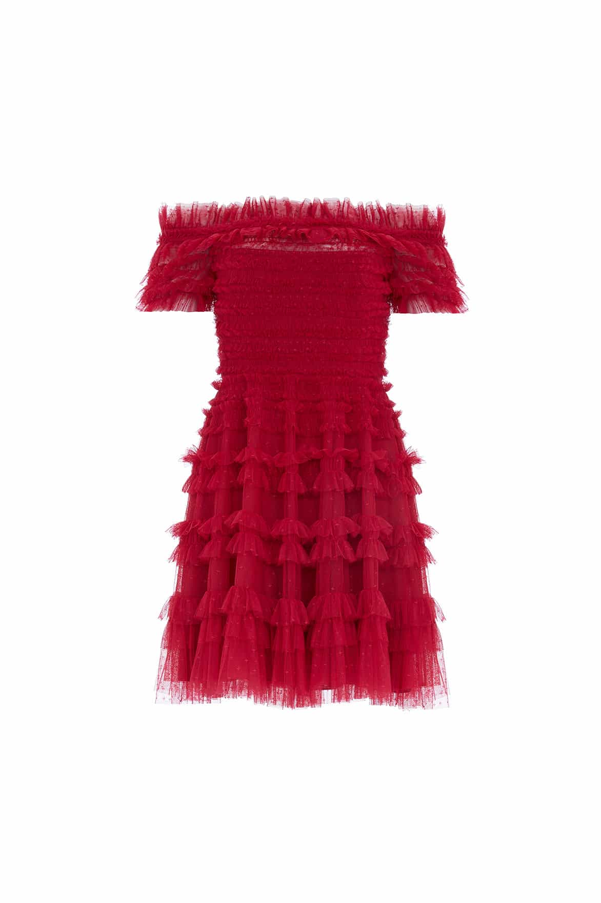 Needle and Thread Lisette Ruffle Off Shoulder Micro Mini Dress