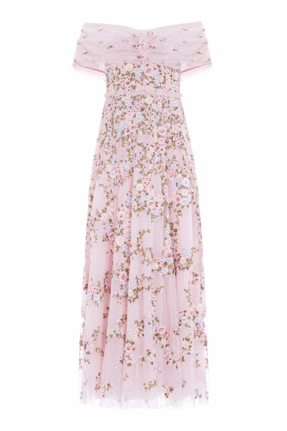 Needle and Thread Lunaria Wreath Off-Shoulder Gown
