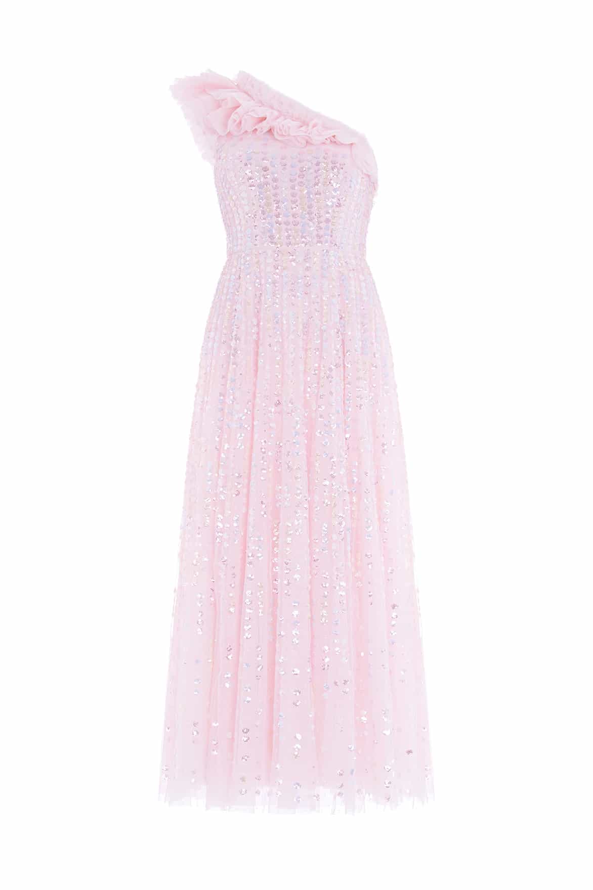 Needle and Thread Raindrop One-Shoulder Ankle Gown