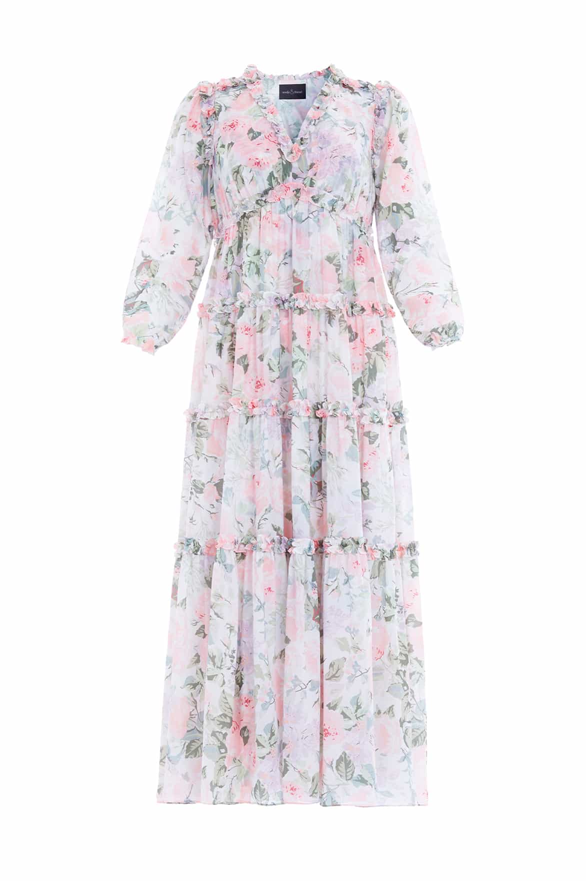 Needle and Thread Rose Powder Chiffon Ankle Gown