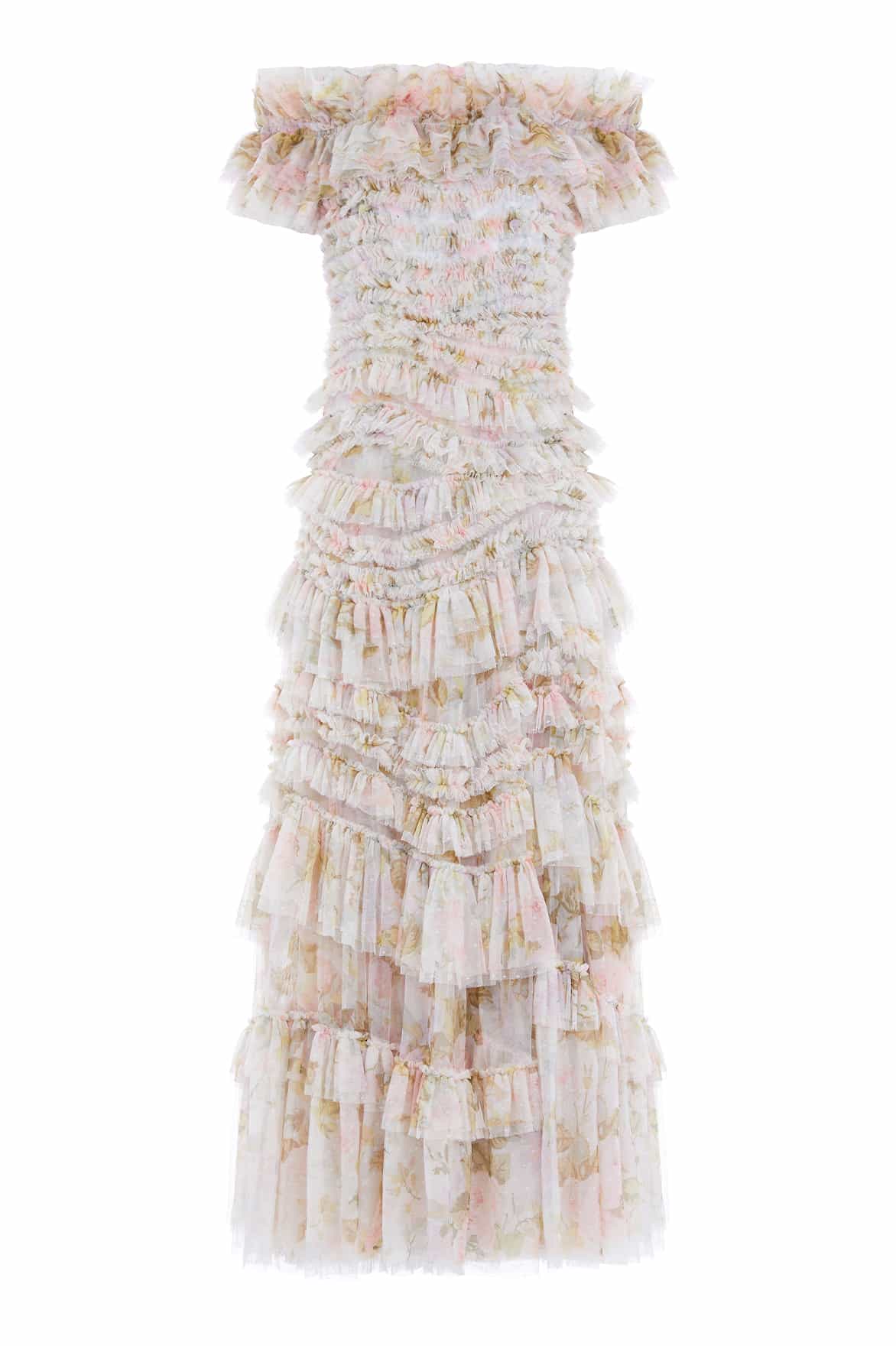 Needle and Thread Rose Powder Off-Shoulder Gown
