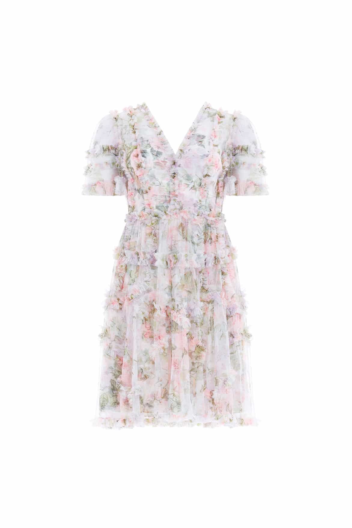 Needle and Thread Rose Powder Ruffle Mini Dress