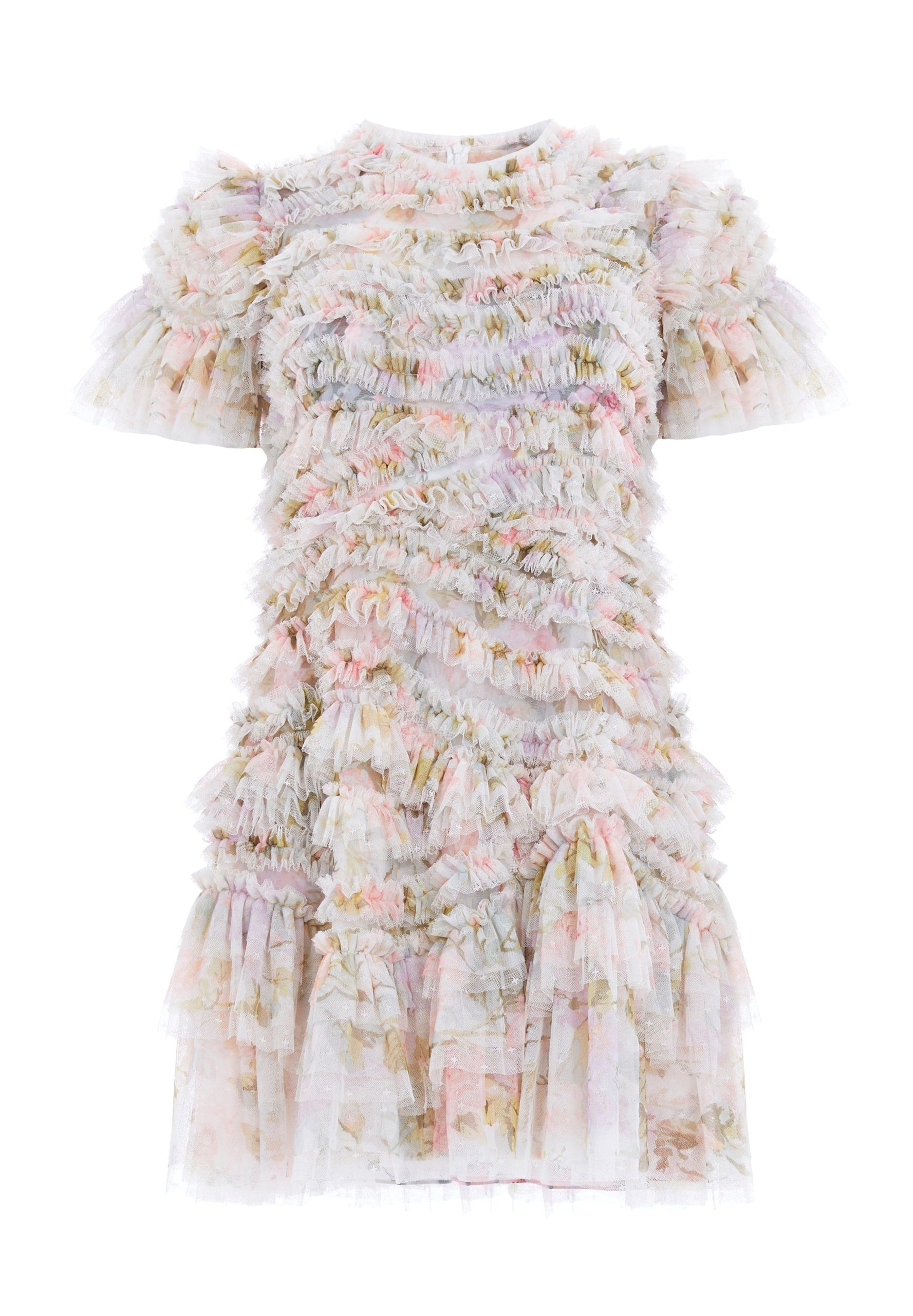 Needle and Thread Rose Powder Short Sleeve Micro Mini Dress
