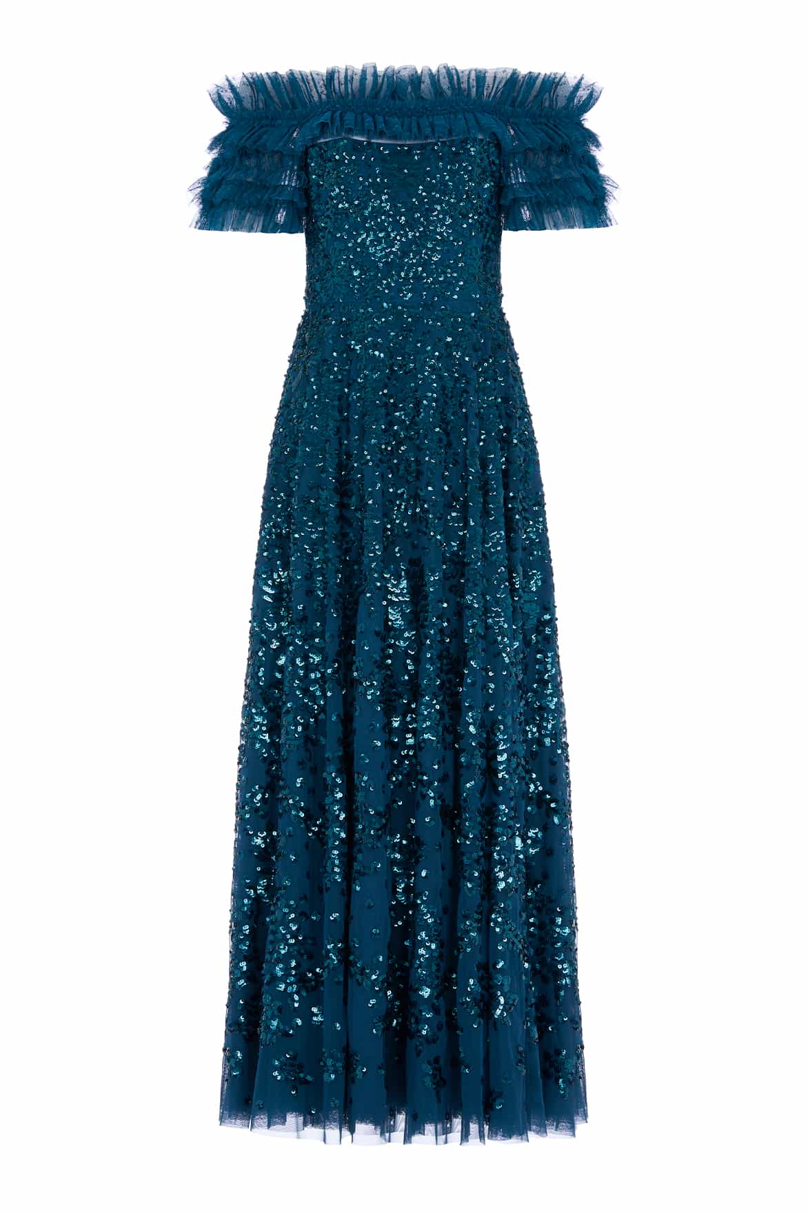 Needle and Thread Sequin Wreath Off-Shoulder Gown