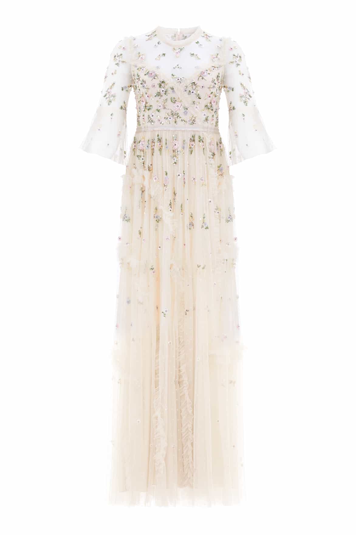 Needle and Thread Shimmer Ditsy Long Sleeve Gown
