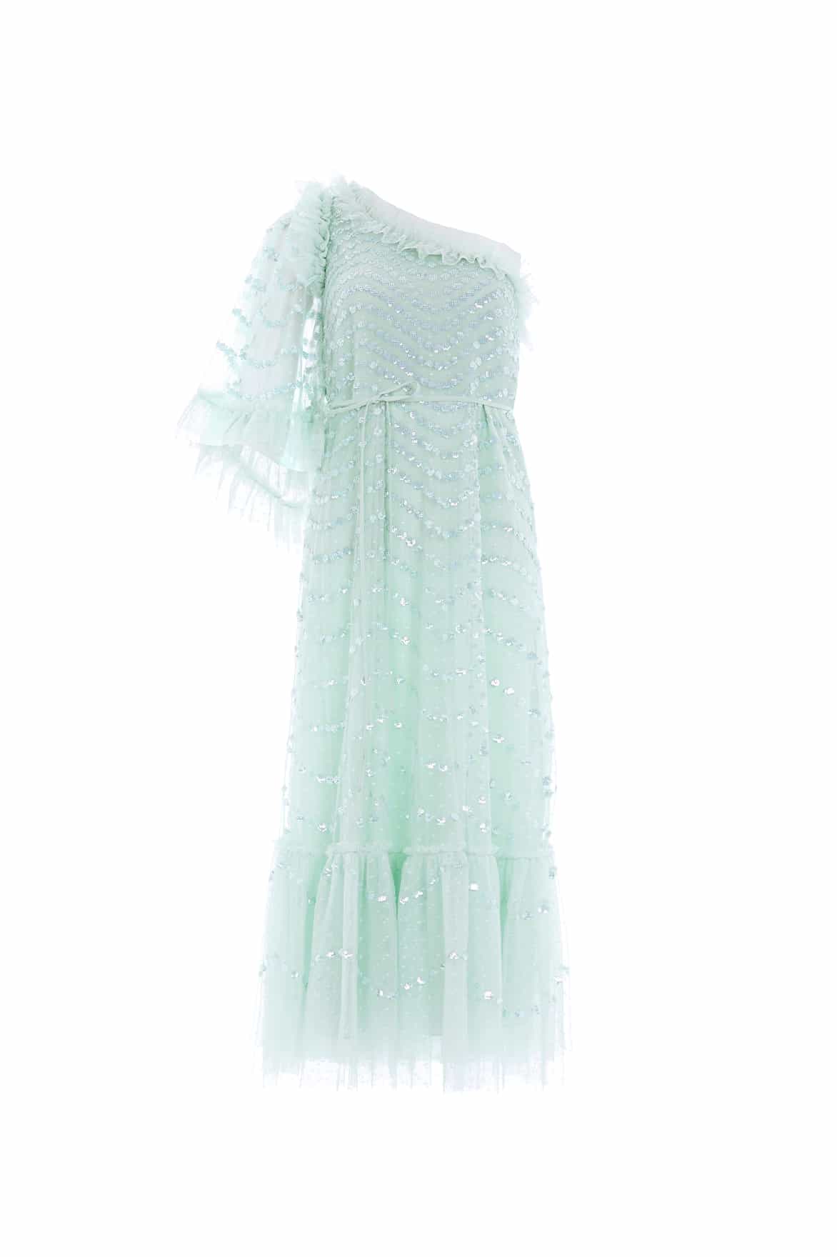 Needle and Thread Shimmer Wave Gloss One-Shoulder Ballerina Dress