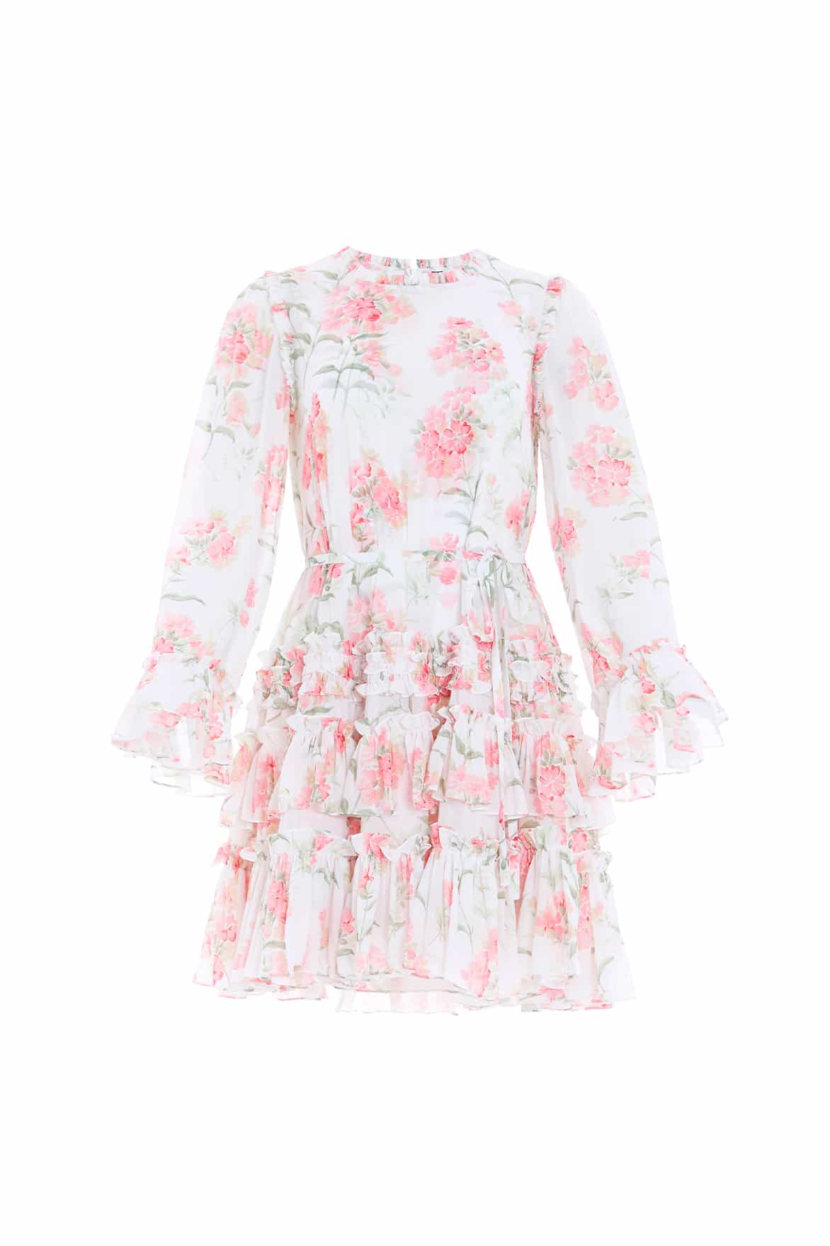 Needle and Thread Summer Posy Chiffon Round Neck Micro Mini Dress