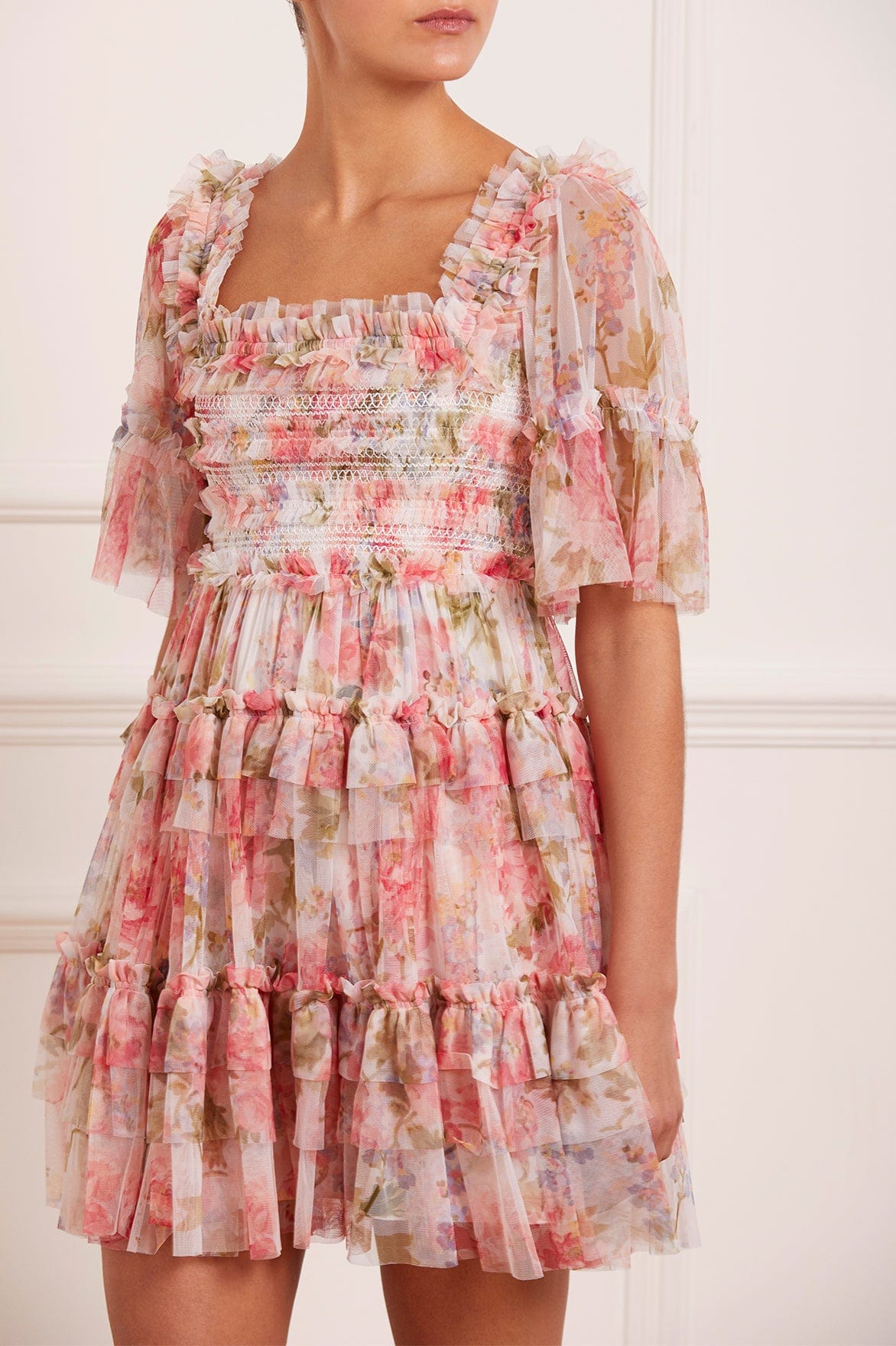 Needle and Thread Summer Song Peaches Smocked Micro Mini Dress