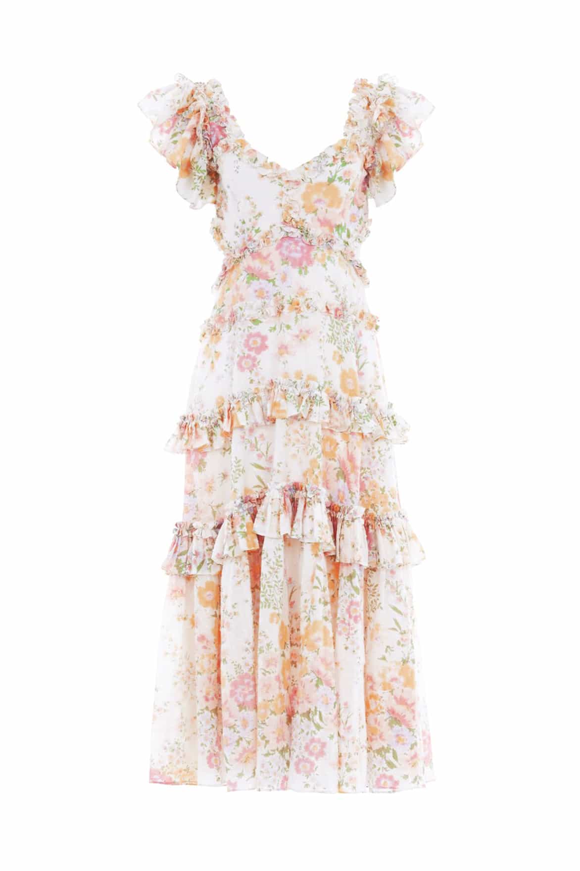 Needle and Thread Sunrise Bloom Backless Cotton Ankle Gown