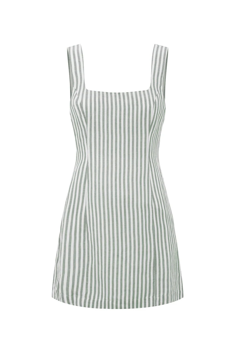 Posse-The-label-Diana-Mini-Dress-Seagrass-Stripe Posse The label Clothing