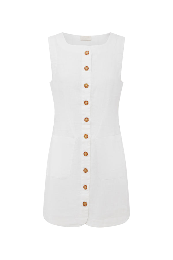 Posse The label Emma Button Down Mini – Ivory Dress