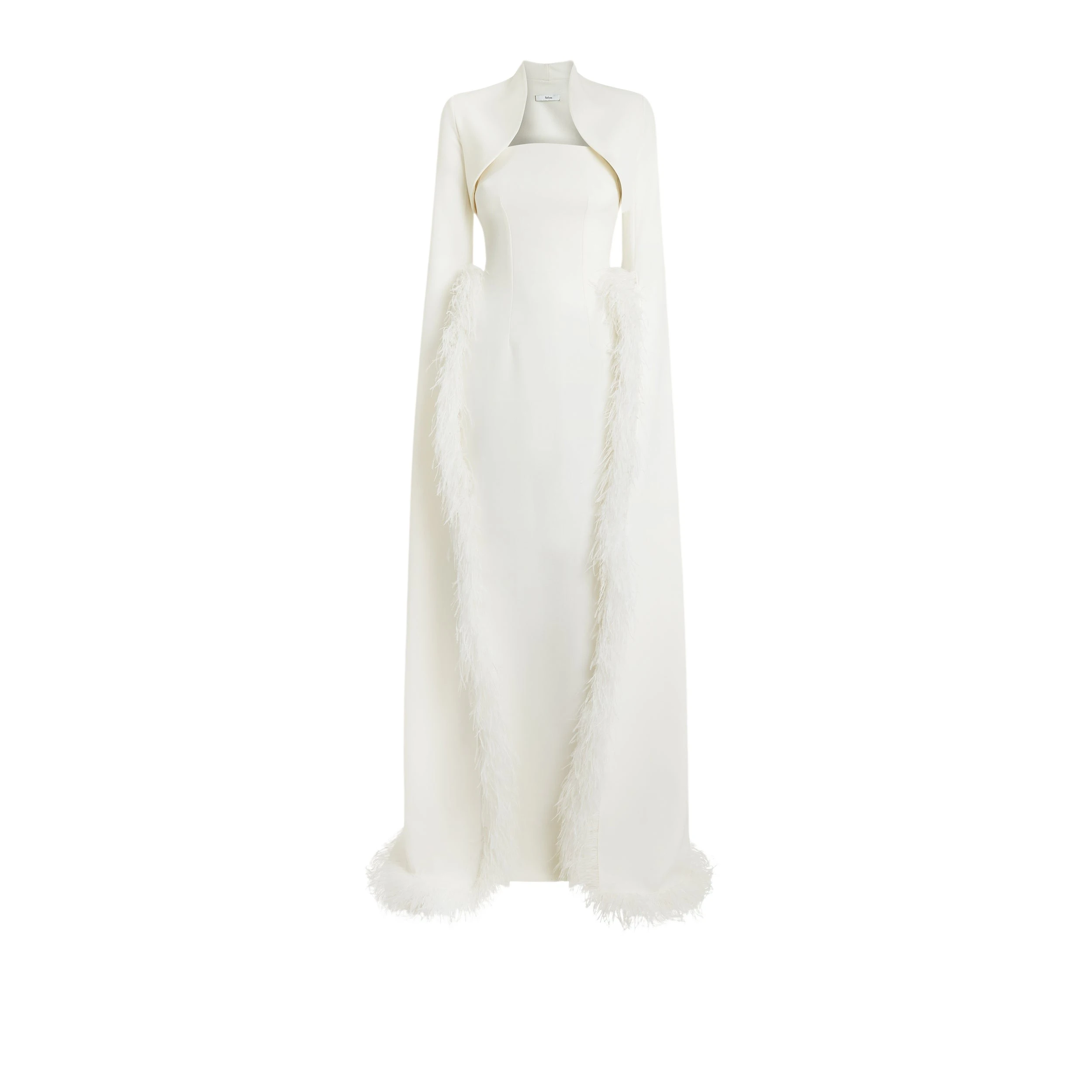 Safiyaa-Amari-Ivory-Feather-Trimmed-Bolero-And-Soshin-Dress44158_nobg Amari Ivory Feather-Trimmed Bolero And Soshin Dress - Image 1