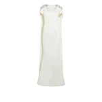 Ginkgo Flower Bud Embroidered Ivory Dress