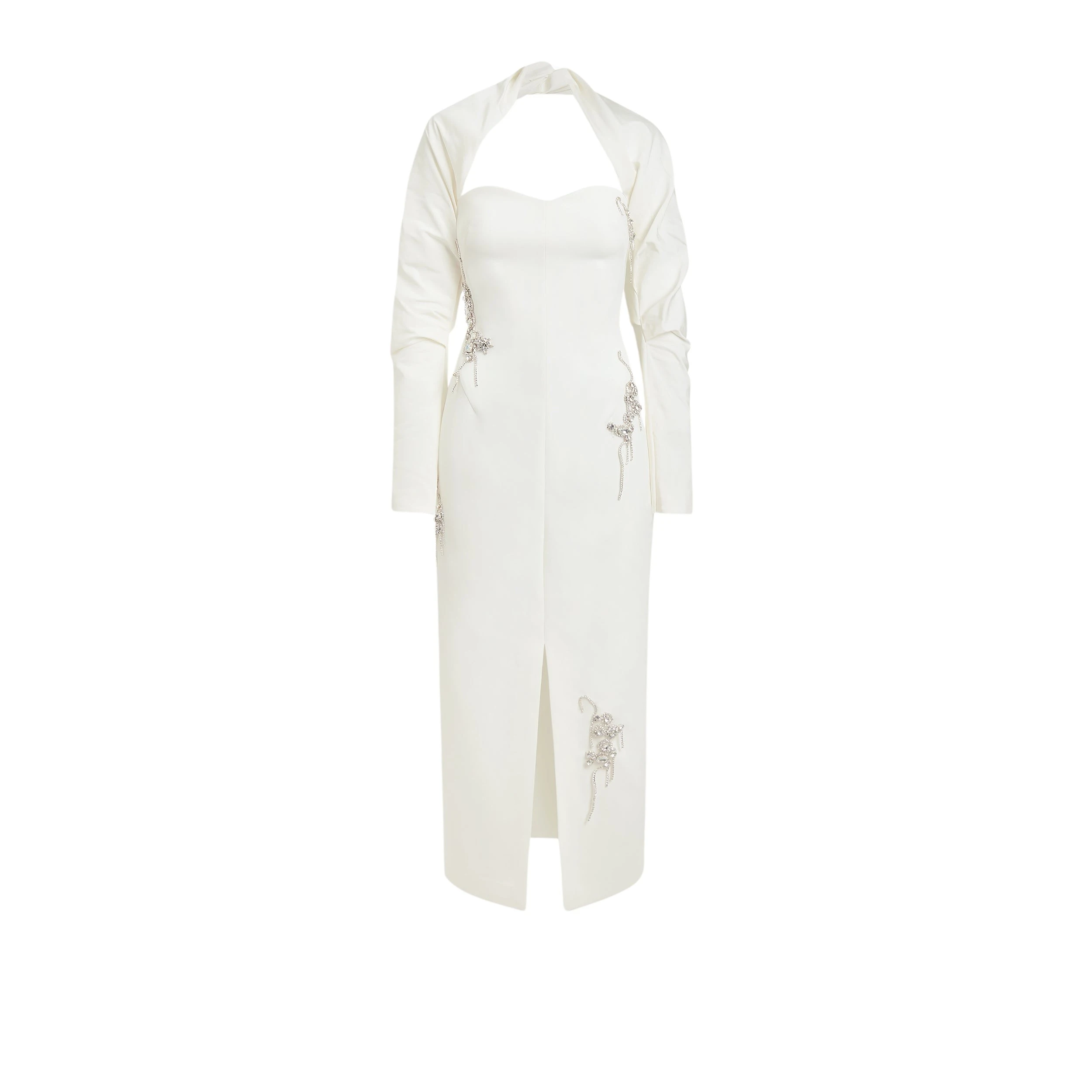 Safiyaa-Romane-Ivory-Embroidered-Midi-Dress87528_nobg Romane Ivory Embroidered Midi Dress - Image 1