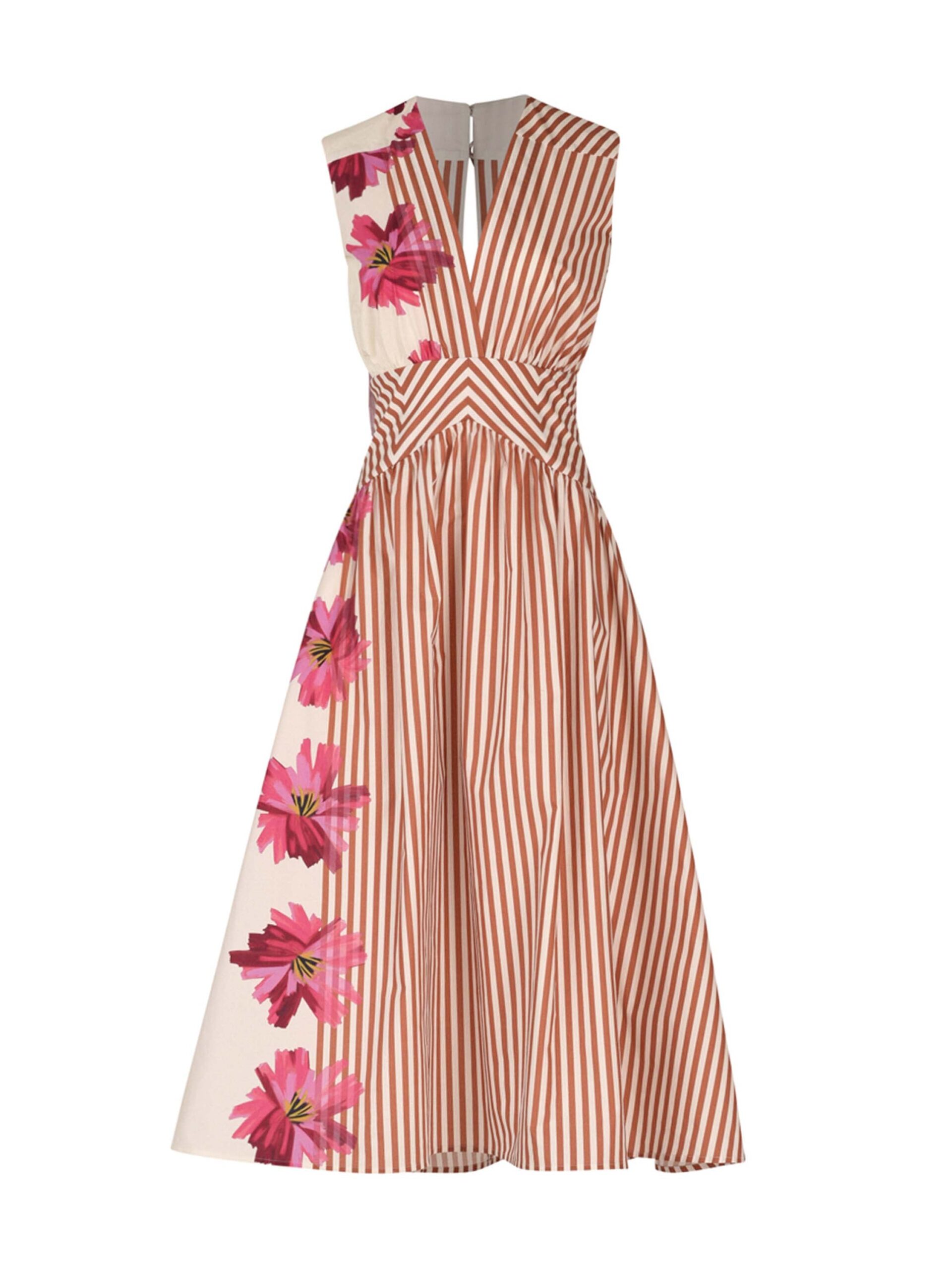 Silvia Tcherassi Jocelyn Dress Magenta Floral Brushstroke Stripes