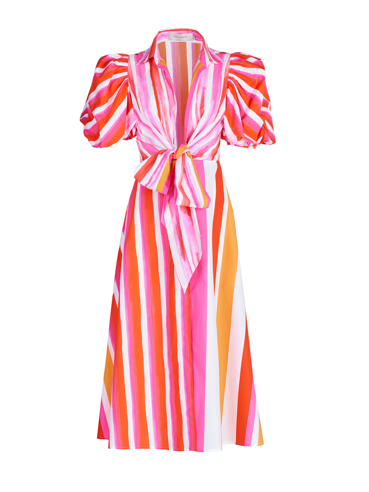 Silvia Tcherassi Pavia Dress Rouge Orange Stripes