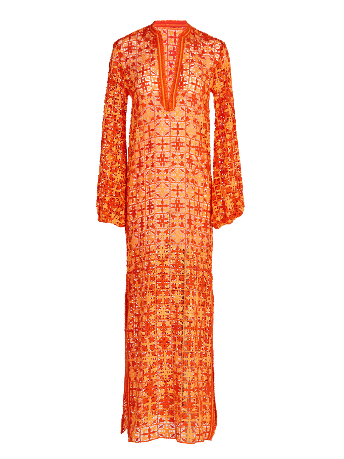 Silvia Tcherassi Thais Tunic Red Orange Crochet