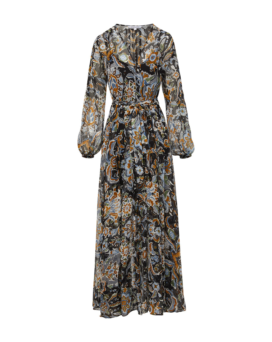 Veronica Beard Elvita Brushstroke Maxi Dress
