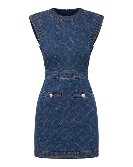 Veronica Beard Ginny Quilted Denim Dress Veronica Beard Dresses