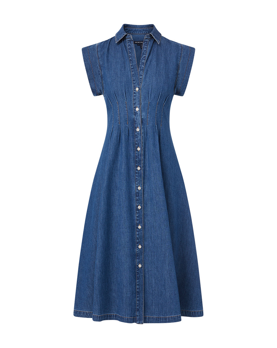 Veronica Beard Ruben Cotton Chambray Shirtdress Dress