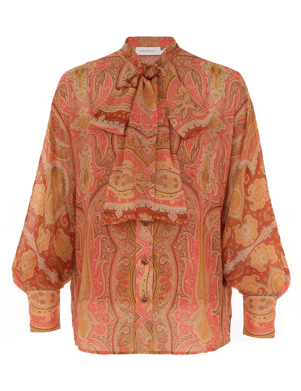 Zimmermann Tranquillity Neck Tie Blouse