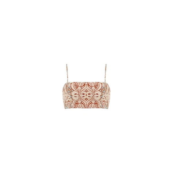 Acara Calados Hand-Embroidered Viscose Cropped Top