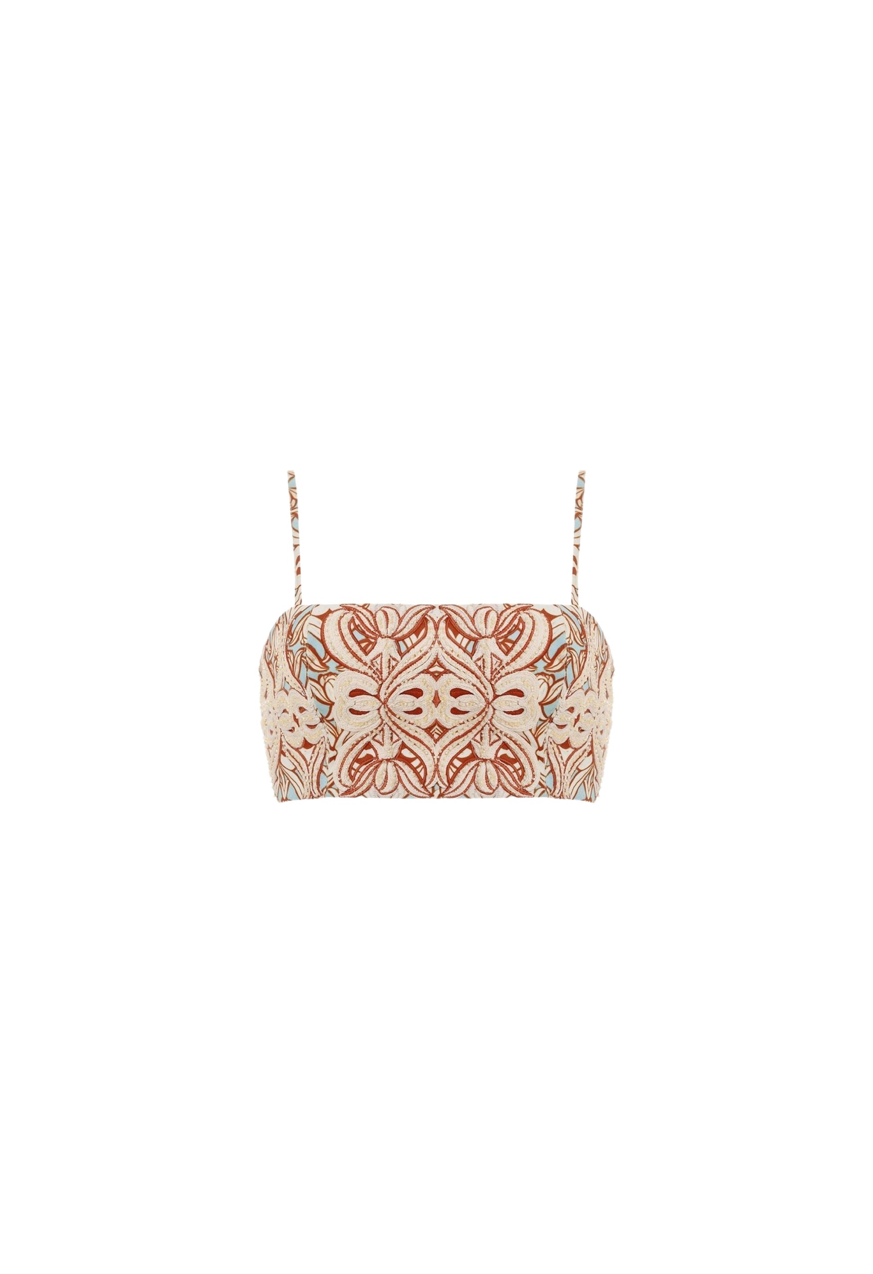Agua By Agua Bendita Acara Calados Hand-Embroidered Viscose Cropped Top