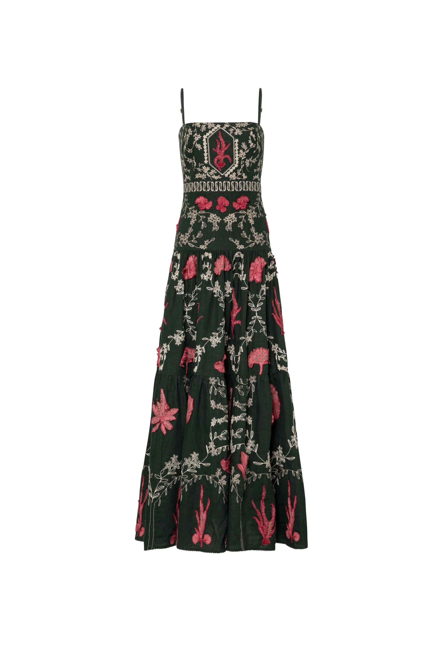 Agua By Agua Bendita Lima Encaje Embroidered Maxi Dress