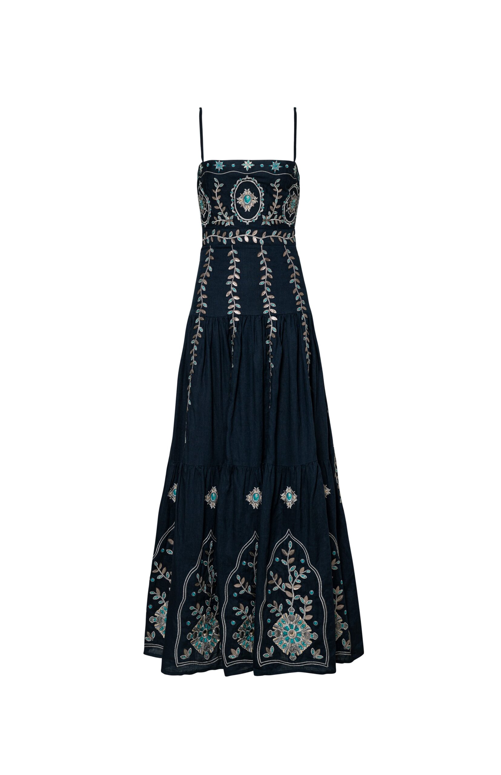 Agua By Agua Bendita Lima Relicario Embroidered Maxi Dress