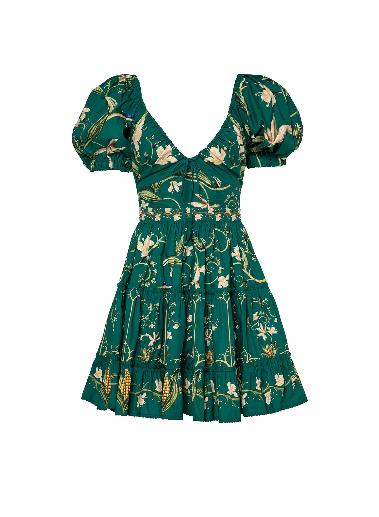 Agua By Agua Bendita Manzanilla Esmeralada Hand-Embroidered Mini Dress