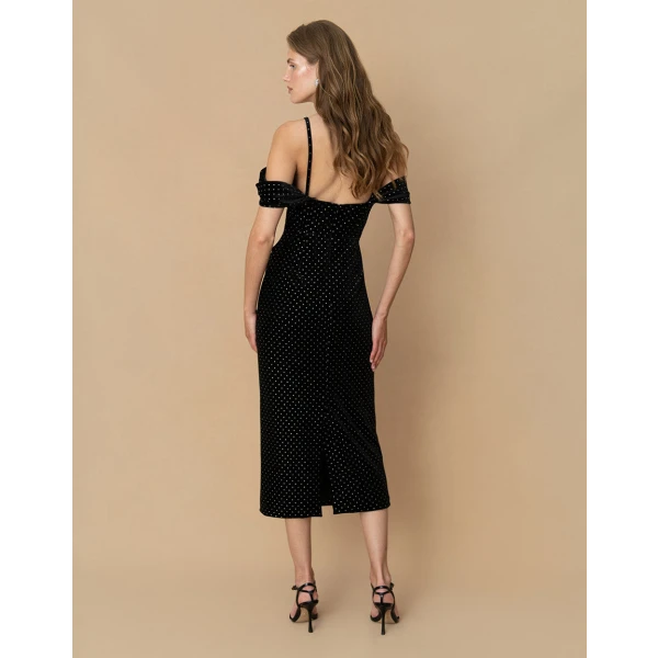 Adora Velvet Midi Dress  Crystal Black - Image 5