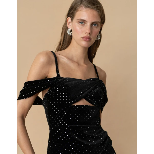 Adora Velvet Midi Dress  Crystal Black - Image 6