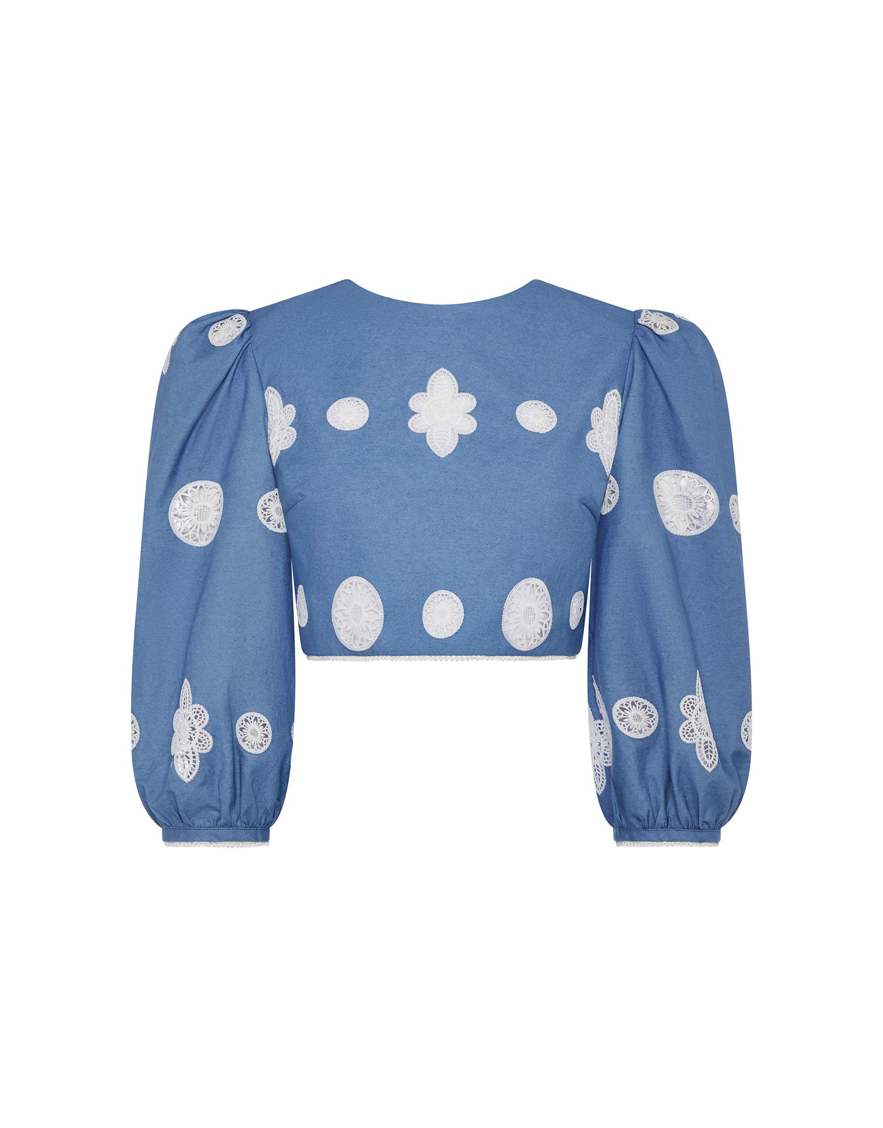 Borgo de Nor Alfie Denim Top  White Lace
