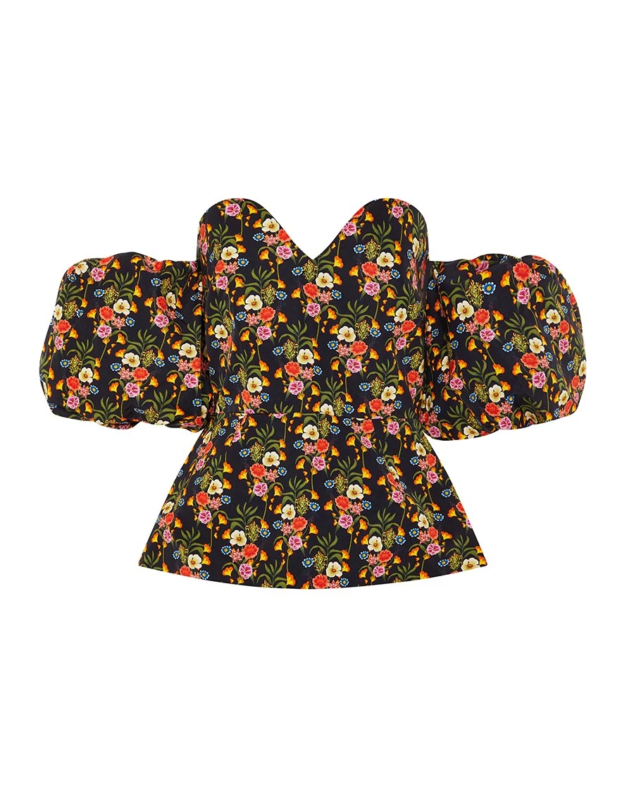 Borgo de Nor Alma Twill Top Vila Floral Black Borgo de Nor